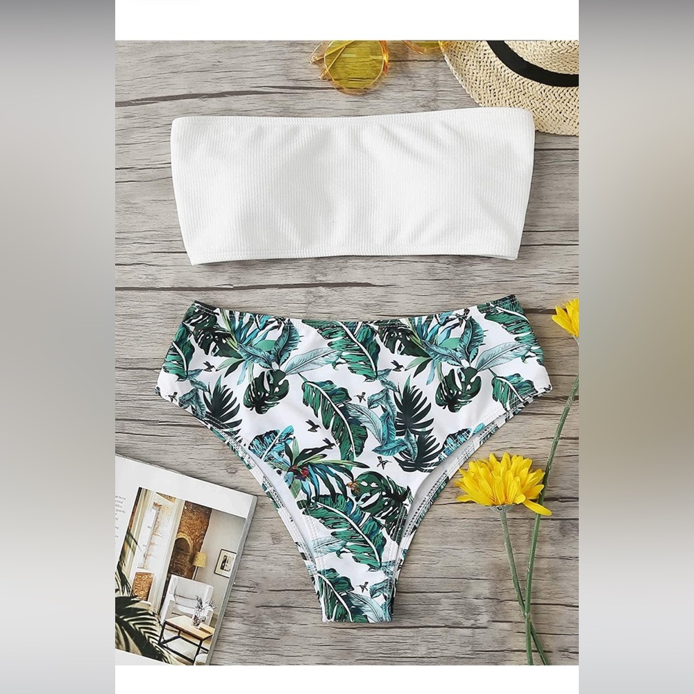 Tropical High Waisted Swim Suit